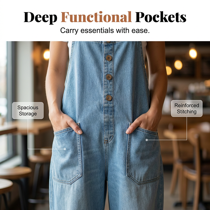 👖🔥 50% DE DESCUENTO 💥 Peto vaquero baggy con bolsillos para mujer – casual, cómodo y a la última ✨