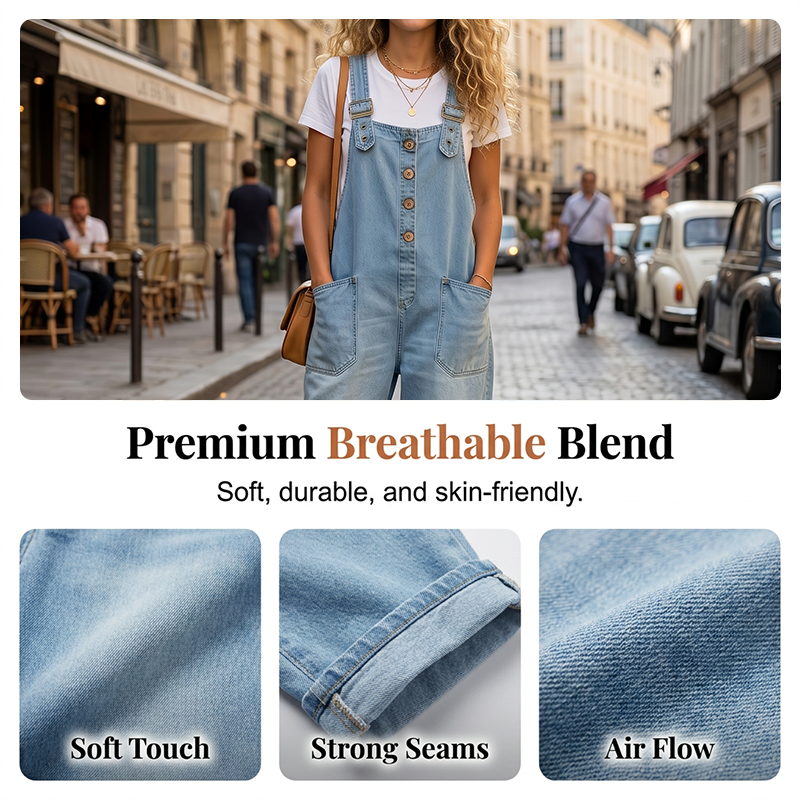 👖🔥 50% DE DESCUENTO 💥 Peto vaquero baggy con bolsillos para mujer – casual, cómodo y a la última ✨