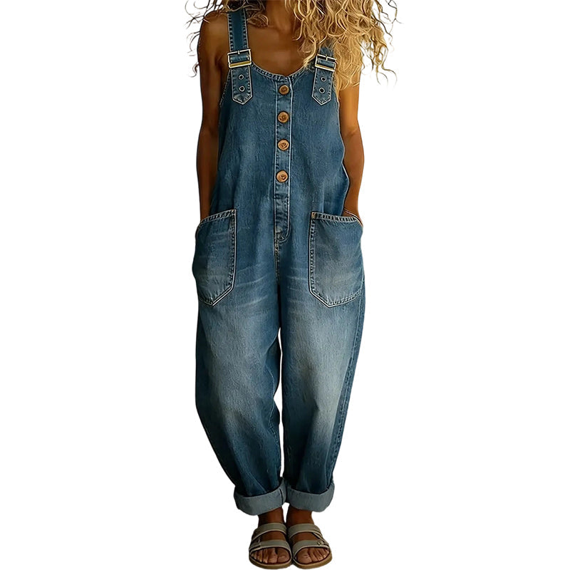 👖🔥 50% DE DESCUENTO 💥 Peto vaquero baggy con bolsillos para mujer – casual, cómodo y a la última ✨