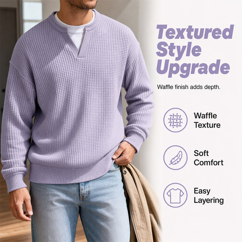 ⌛Oferta por tiempo limitado🛍️Camiseta cómoda de capas con textura waffle