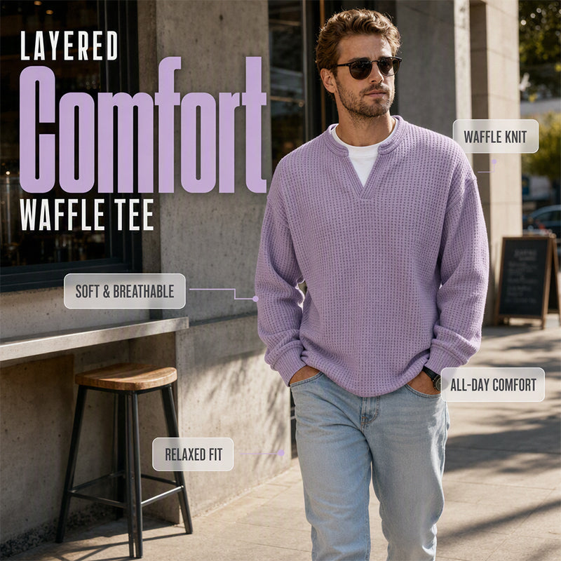 ⌛Oferta por tiempo limitado🛍️Camiseta cómoda de capas con textura waffle