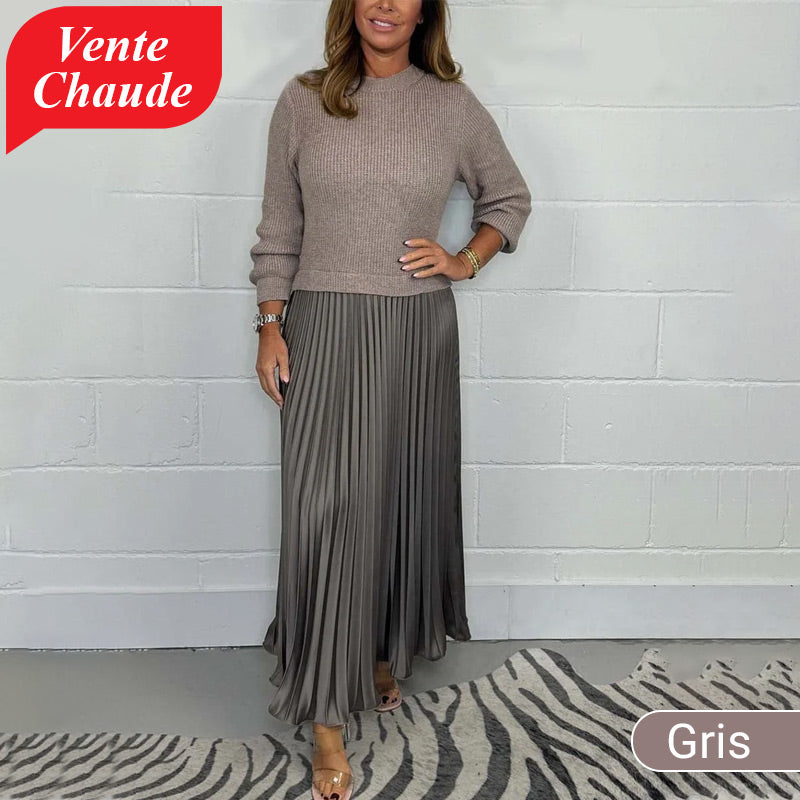 🥰Vestidos plisados de cuello redondo para mujer, elegantes y con estilo📦ENVÍO GRATIS✈️