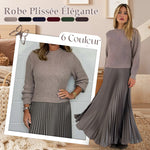 🥰Vestidos plisados de cuello redondo para mujer, elegantes y con estilo📦ENVÍO GRATIS✈️