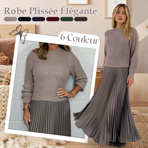 🥰Vestidos plisados de cuello redondo para mujer, elegantes y con estilo📦ENVÍO GRATIS✈️