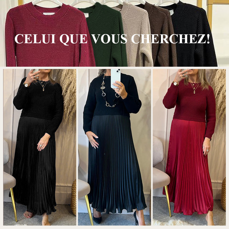 🥰Vestidos plisados de cuello redondo para mujer, elegantes y con estilo📦ENVÍO GRATIS✈️