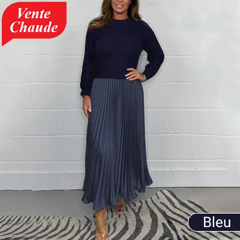🥰Vestidos plisados de cuello redondo para mujer, elegantes y con estilo📦ENVÍO GRATIS✈️