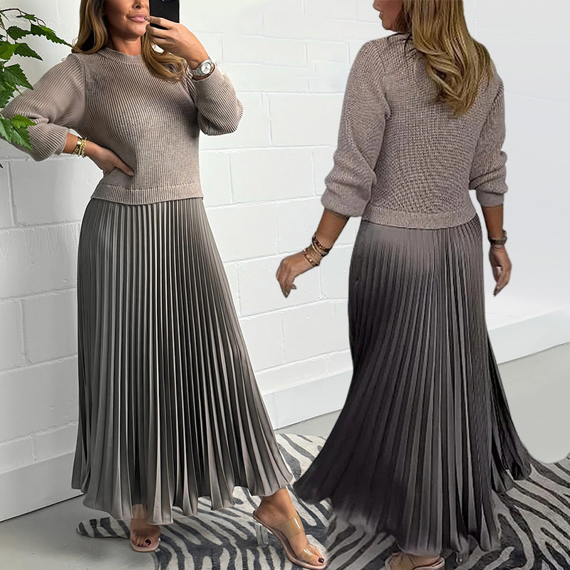 🥰Vestidos plisados de cuello redondo para mujer, elegantes y con estilo📦ENVÍO GRATIS✈️