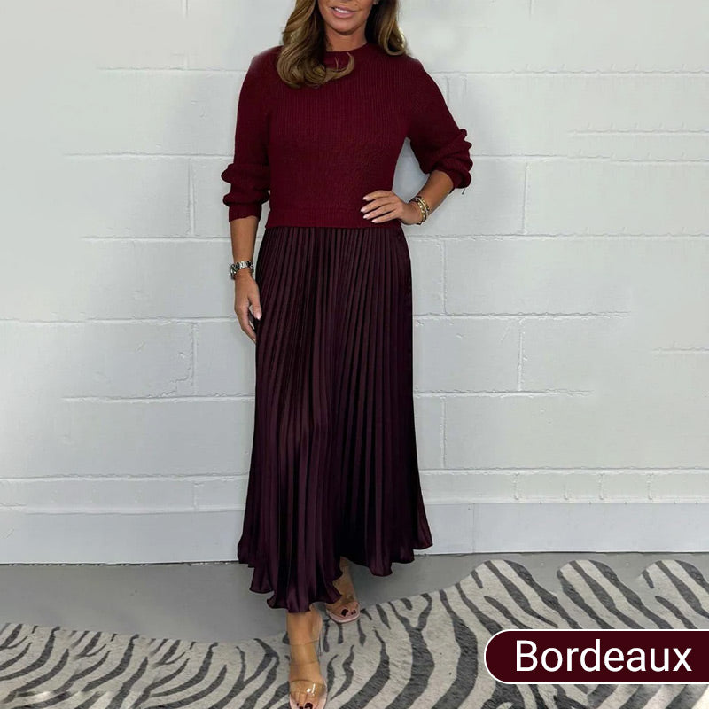 🥰Vestidos plisados de cuello redondo para mujer, elegantes y con estilo📦ENVÍO GRATIS✈️