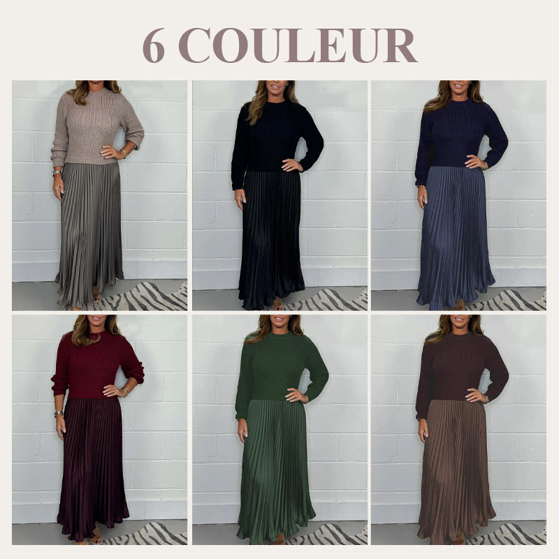 🥰Vestidos plisados de cuello redondo para mujer, elegantes y con estilo📦ENVÍO GRATIS✈️
